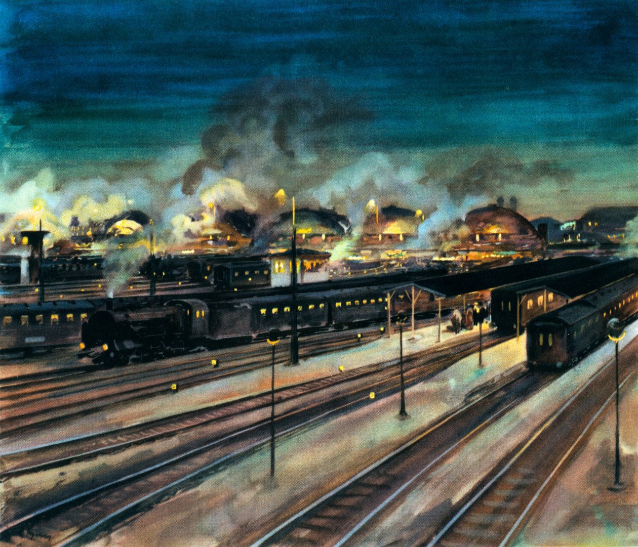Caminhos-de-ferro alemães - Estação Central de Munique à noite de Rudolf Lipus