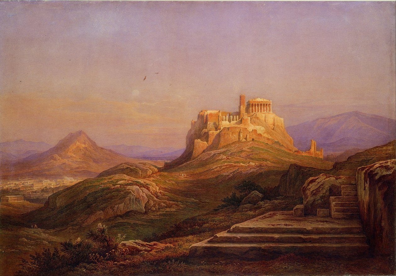 Vista da Acrópole do Pnyx, 1863 de Rudolf Müller