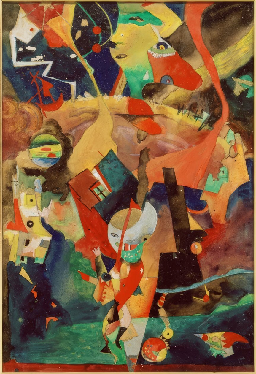 Paisagem apocalíptica com criaturas fabulosas e estatuetas de Rudolf Schlichter