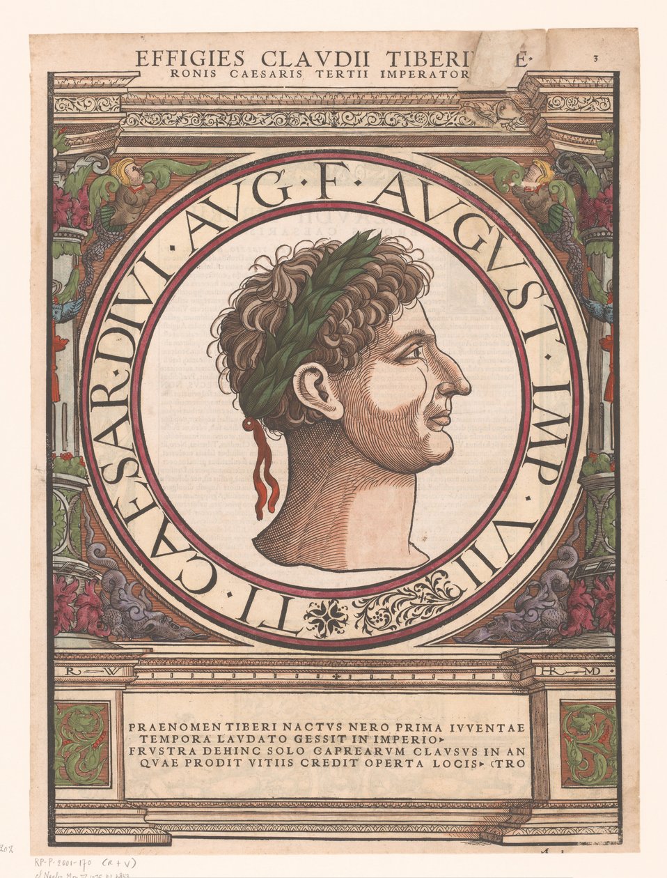 Retrato de Cláudio Tibério em uma moldura arquitetônica de Rudolf Wyssenbach