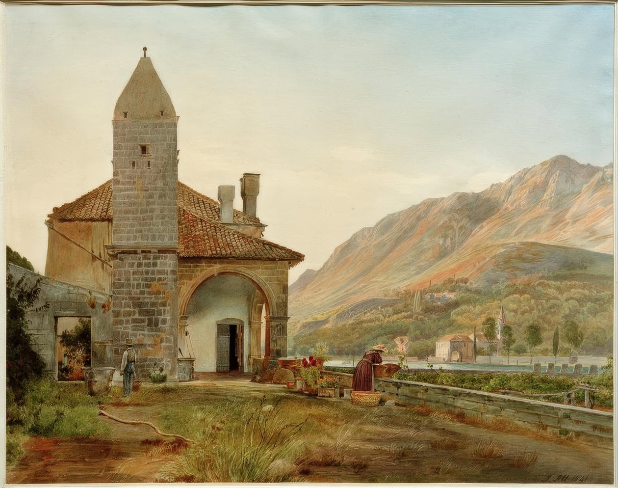 O mosteiro franciscano no vale Ombla, perto de Ragusa de Rudolf von Alt