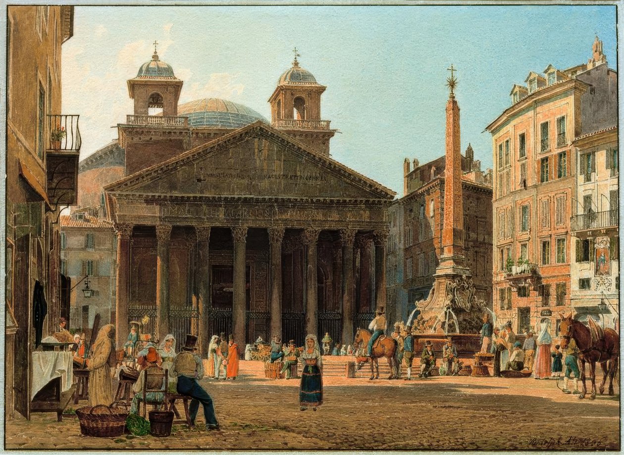 O Panteão e a Piazza della Rotonda em Roma de Rudolf von Alt