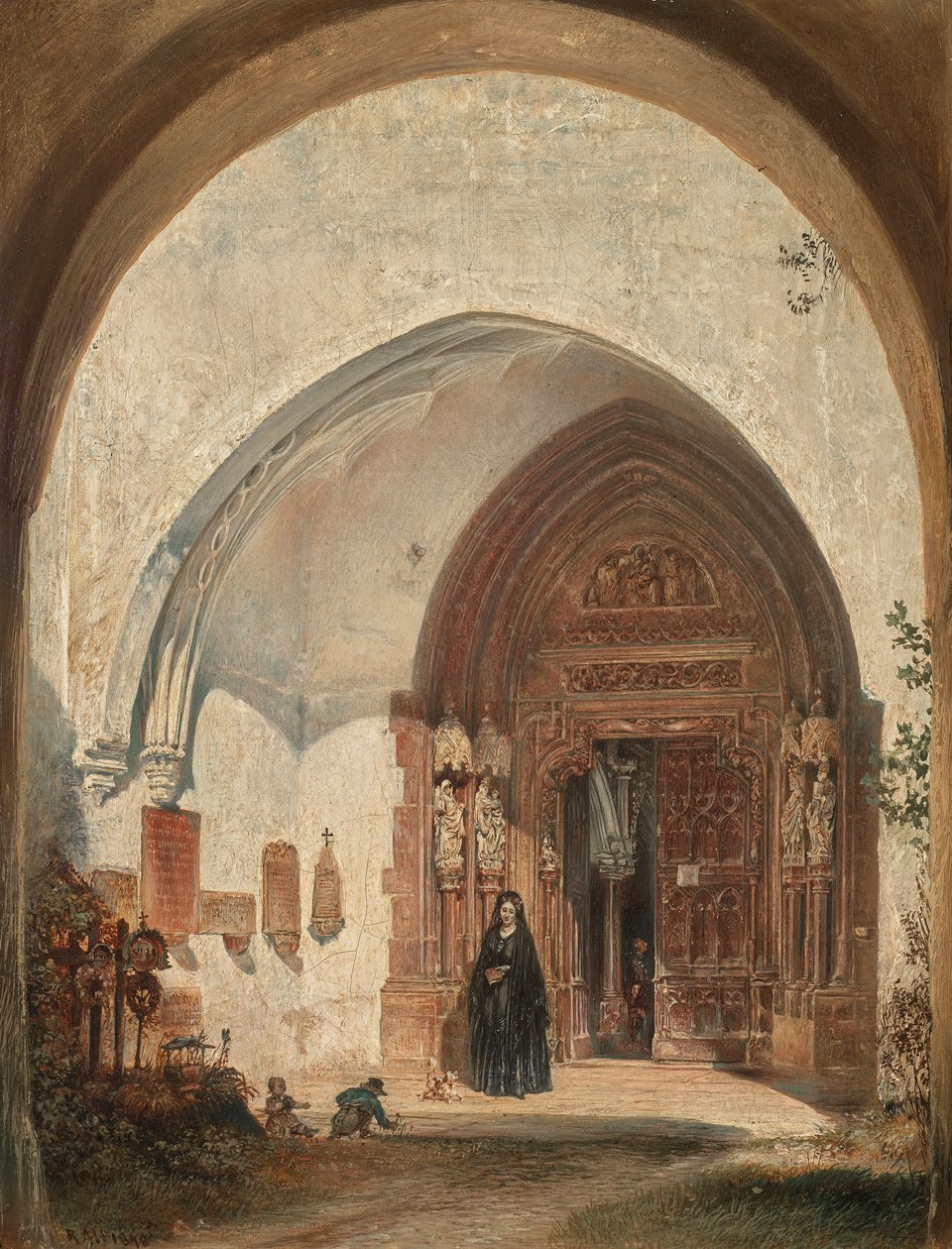 O portal da Igreja Colegiada de Nonnberg em Salzburg de Rudolf von Alt