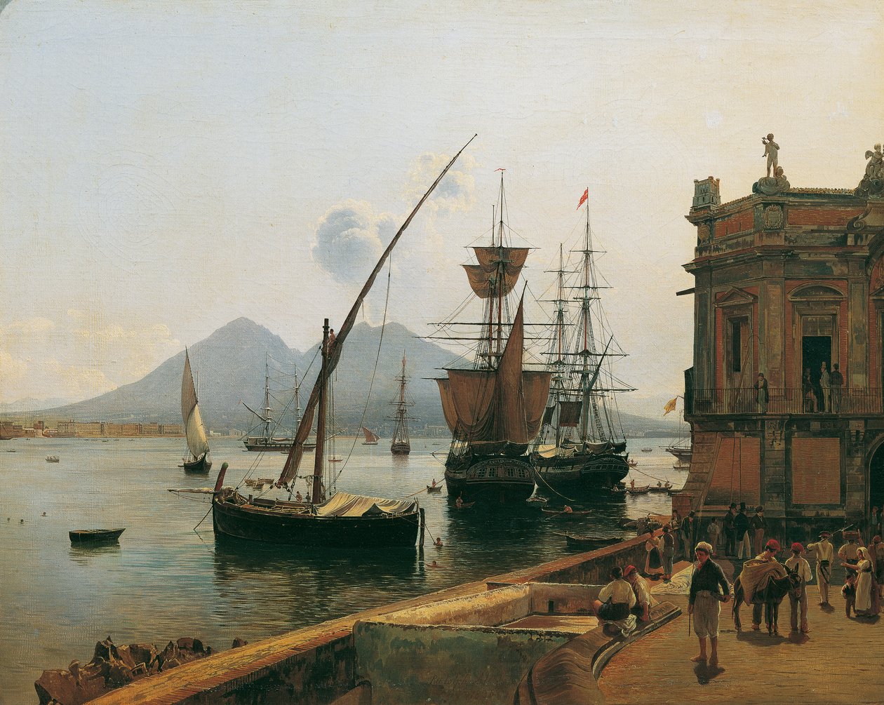 O Porto de Nápoles com Vesúvio de Rudolf von Alt