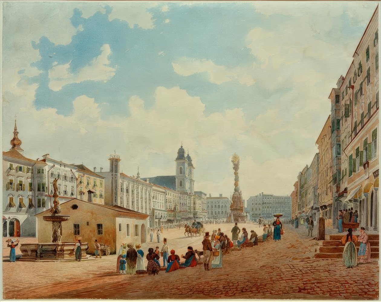 A praça principal de Linz de Rudolf von Alt