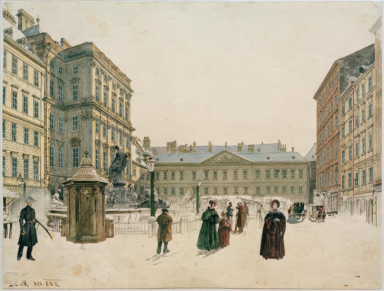 O novo mercado em Viena de Rudolf von Alt