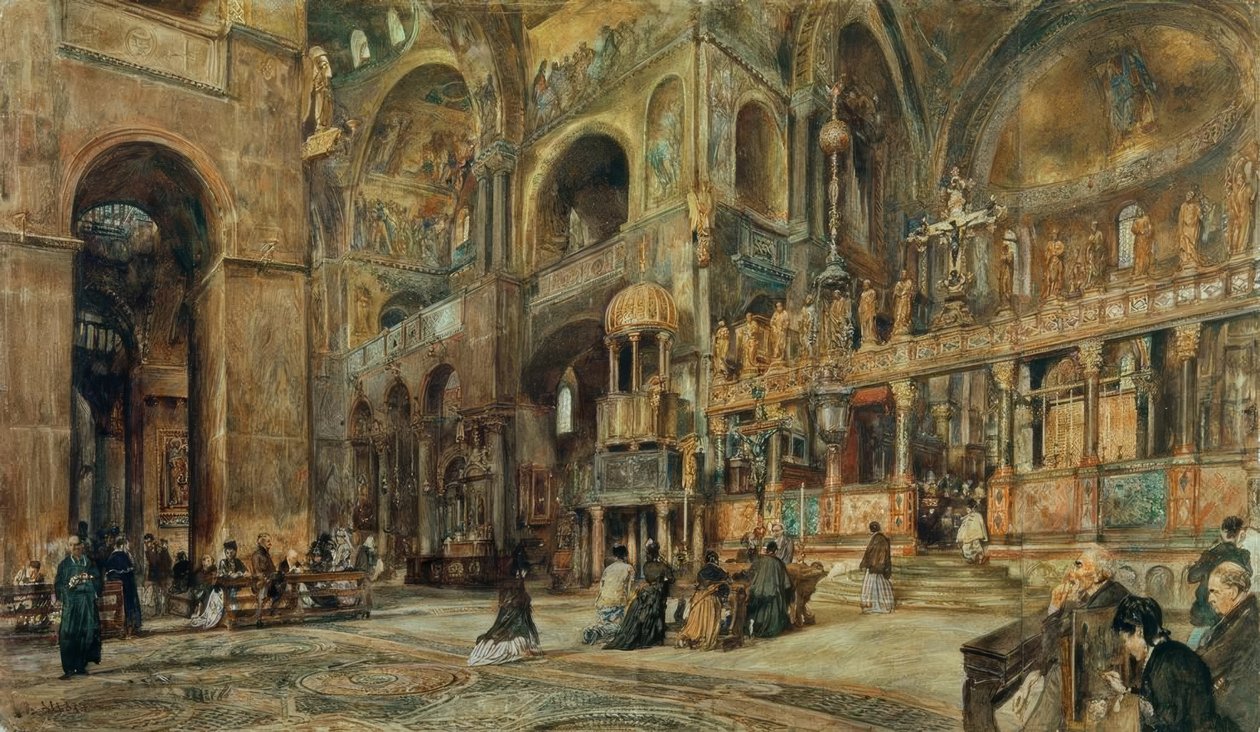 Interior da Igreja de São Marcos em Veneza de Rudolf von Alt
