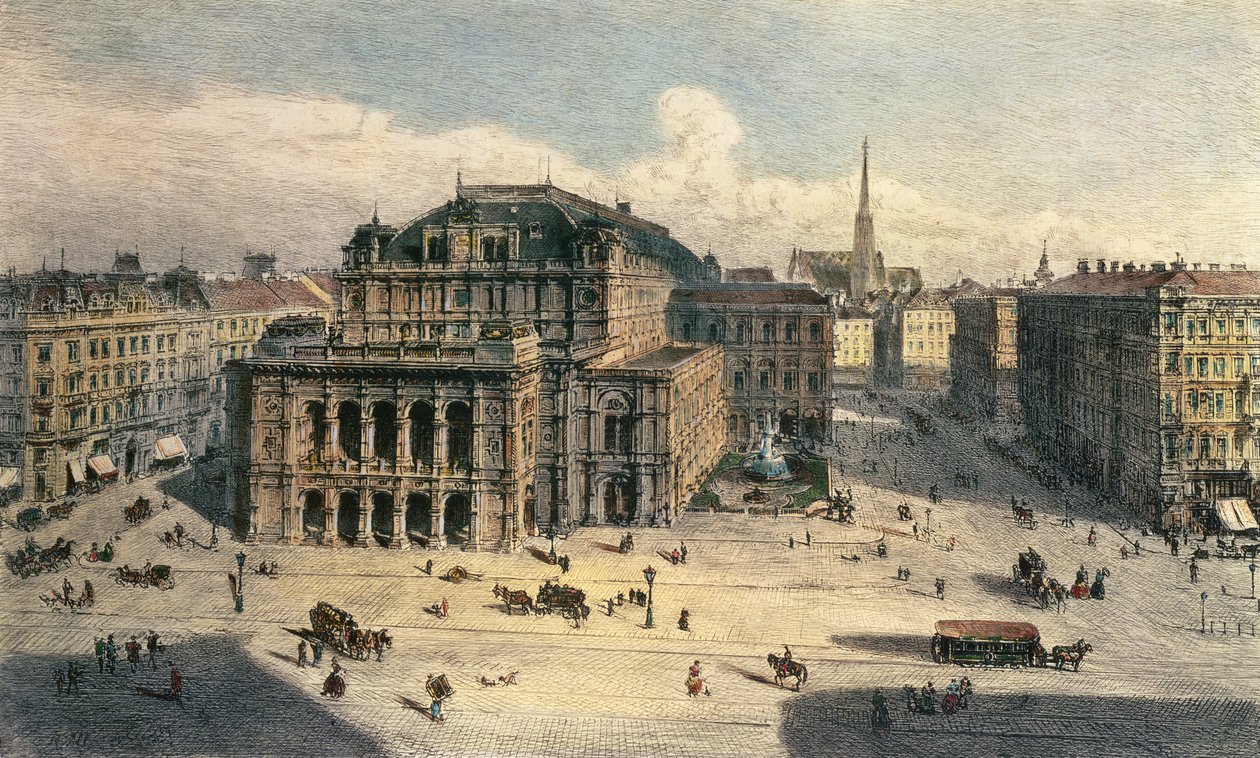 Ópera Estatal de Viena, c.1869 de Rudolf von Alt