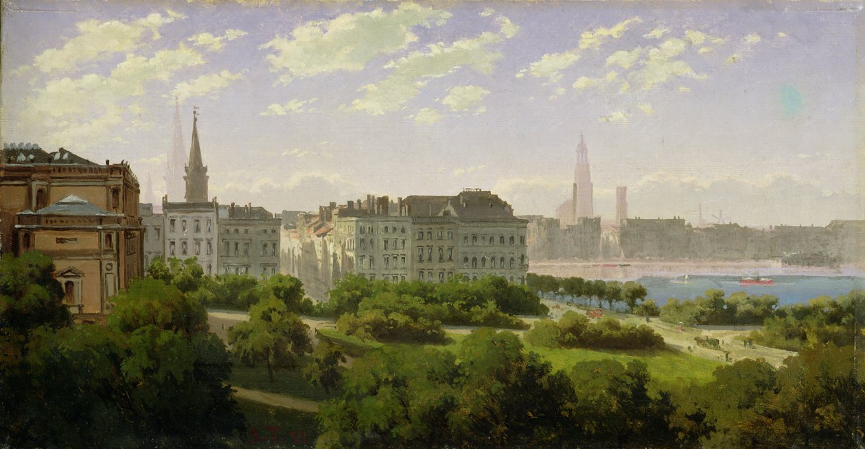 O Hamburg Kunsthalle e o Wallanlagen no Glockengiesserwal, 1875 de Rudolf von Turcke