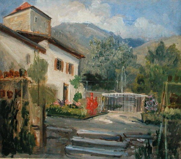 Jardim em Merano, 1840 (óleo sobre tela a bordo) de Rudolph Friedrich Wasmann
