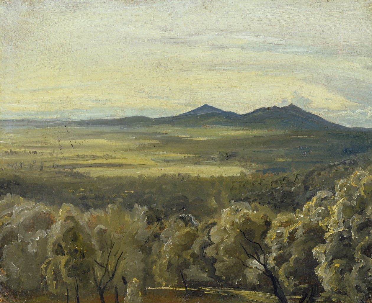 Paisagem Italiana, 1833 (óleo sobre papel colocado no cartão) de Rudolph Friedrich Wasmann