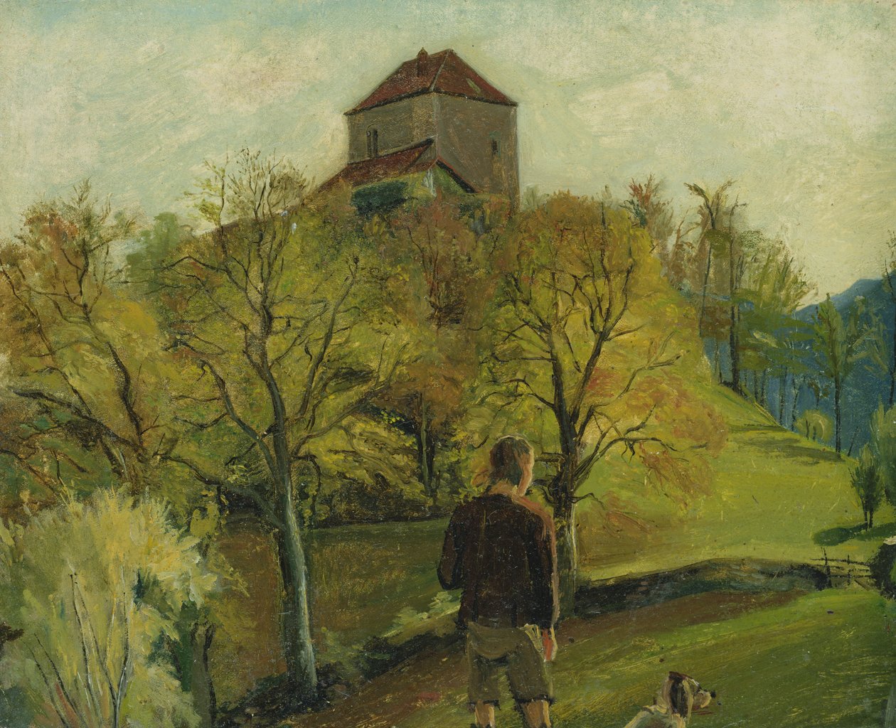 O Zenoburg no Tirol, c. 1831 (óleo sobre papel montado no cartão) de Rudolph Friedrich Wasmann