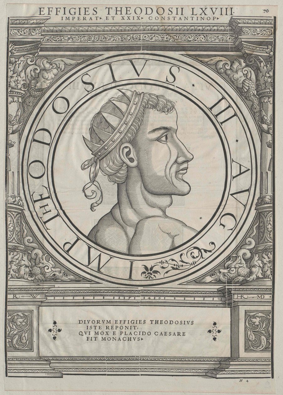 Imperador romano oriental Teodósio III (gravura) de Rudolph Wyssenbach