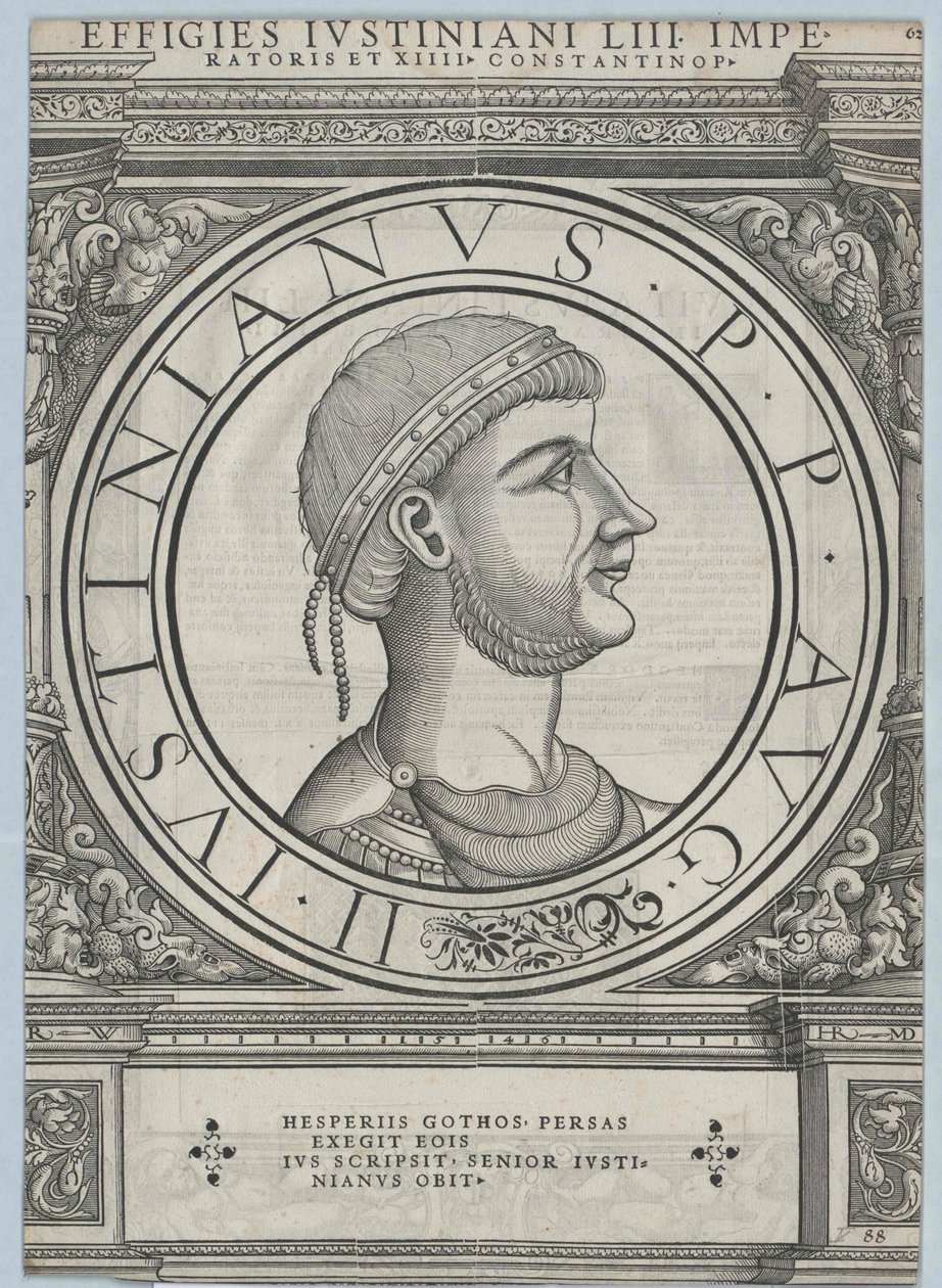 Imperador do Império Bizantino Justiniano I (impressão) de Rudolph Wyssenbach