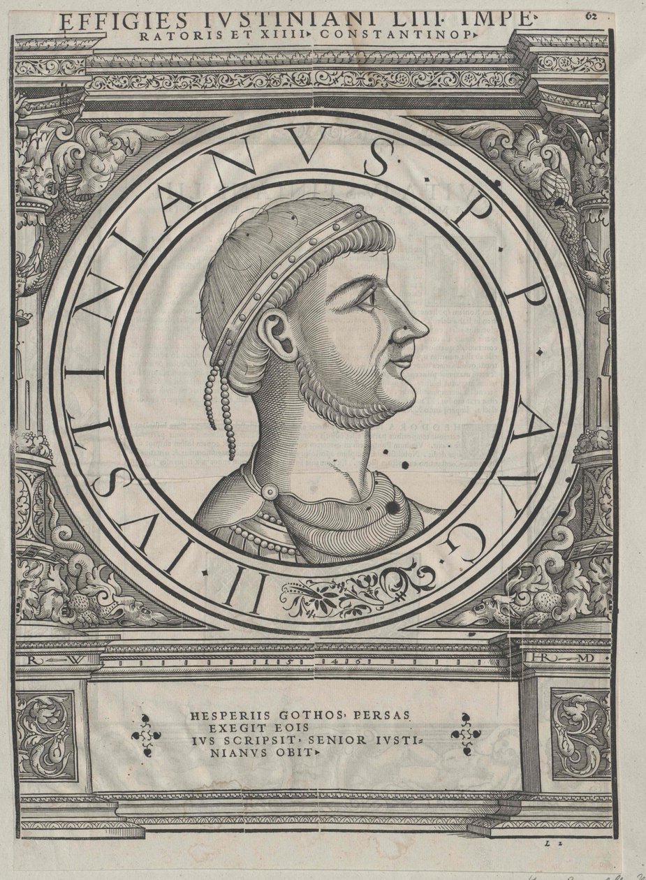 Imperador do Império Bizantino Justiniano I (impressão) de Rudolph Wyssenbach