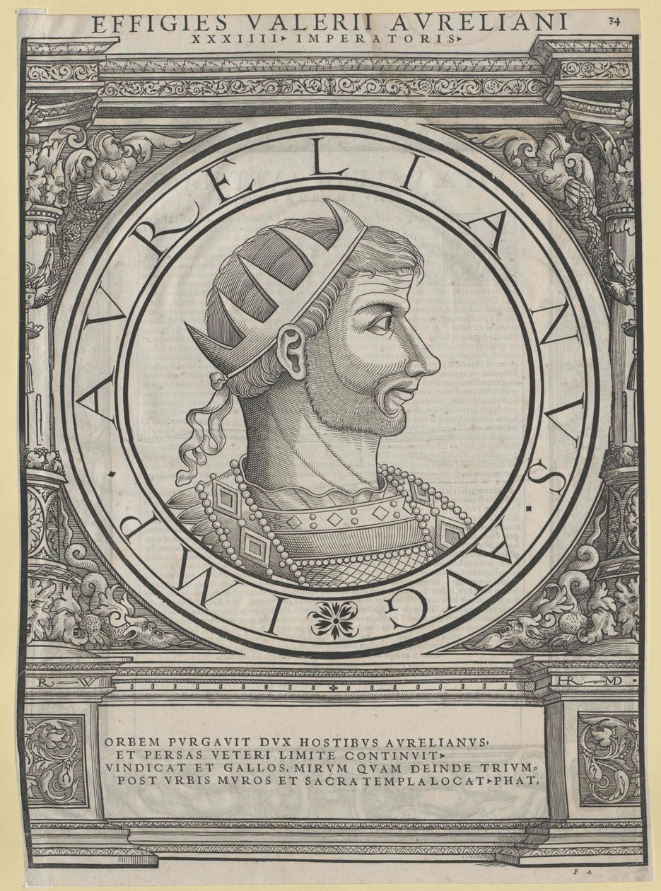 Imperador romano Aureliano (gravura) de Rudolph Wyssenbach