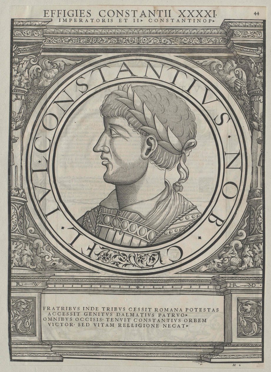 Imperador romano Constâncio II (gravura) de Rudolph Wyssenbach