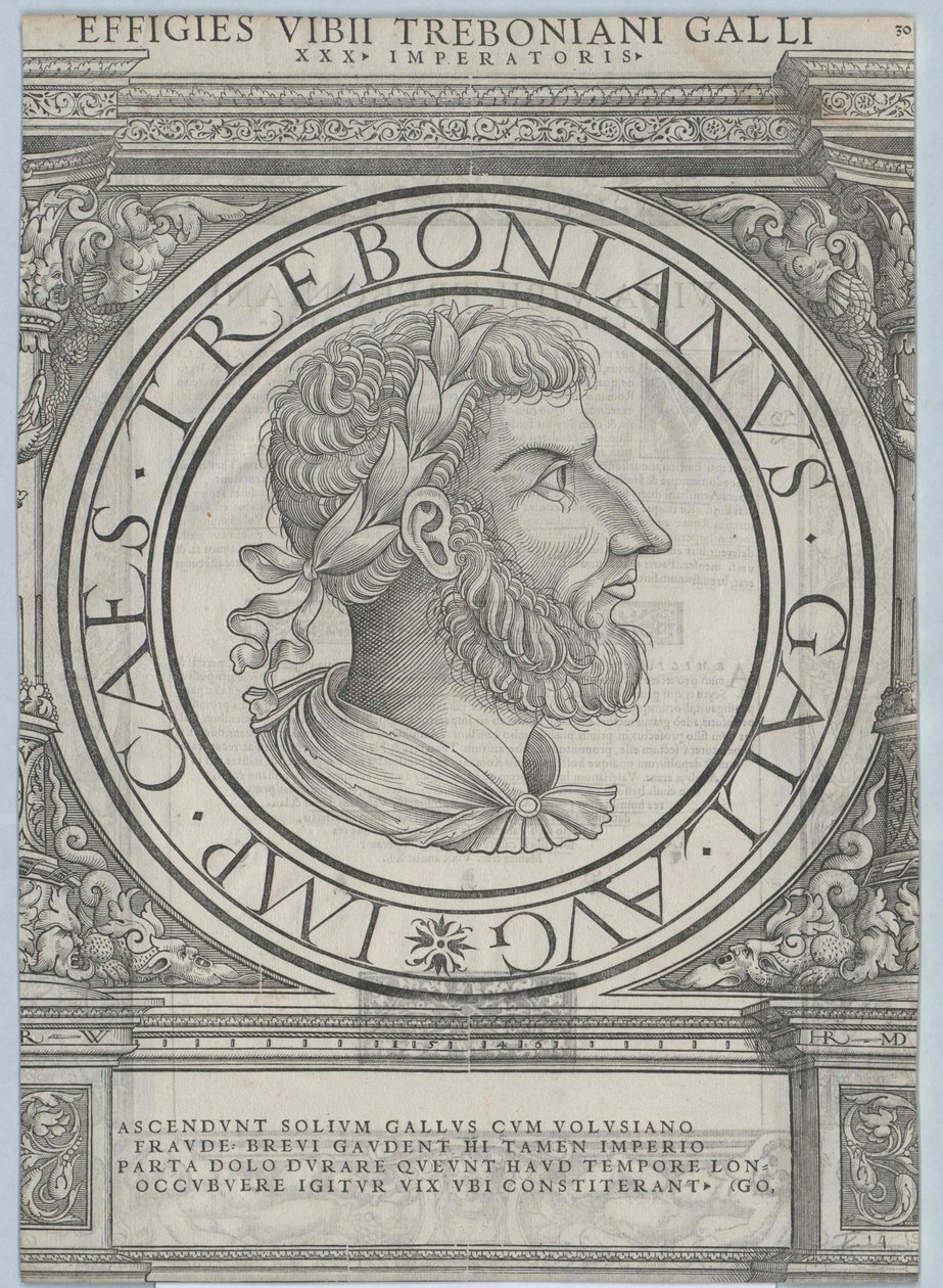 Imperador romano Trebonianus Gallus (gravura) de Rudolph Wyssenbach
