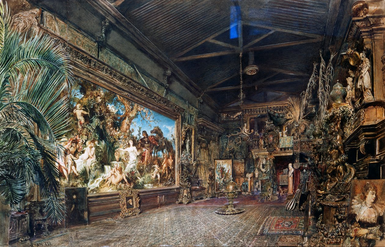 O estúdio de Hans Makart antes do leilão de Rudolf von Alt