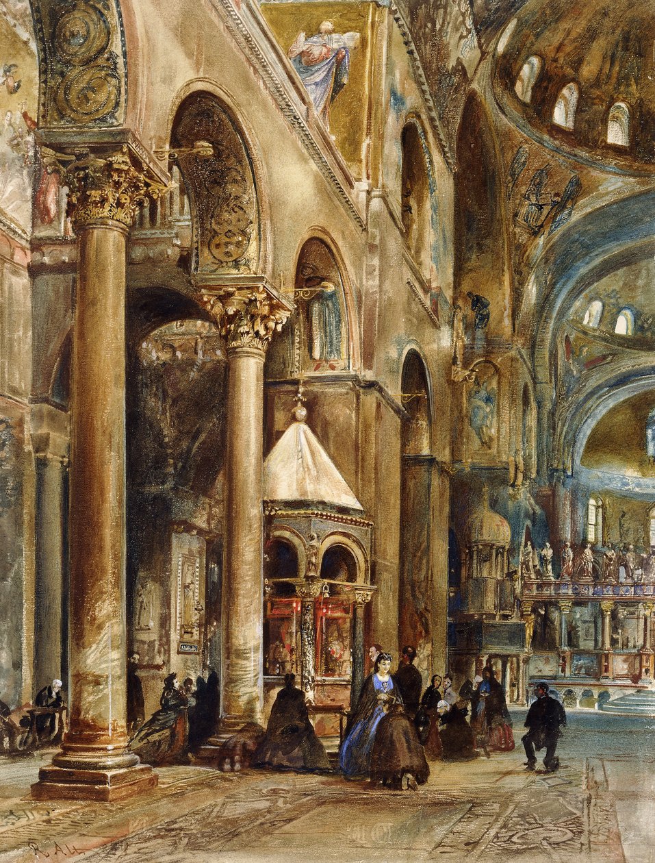 Interior da Basílica de São Marcos, Veneza, 1884 de Rudolf von Alt