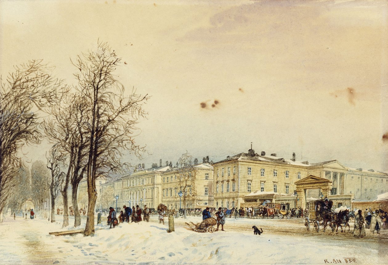 A estação norte, Viena; O Nordbahnhof, Viena, 1852 de Rudolf von Alt