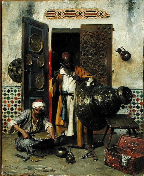 The Metal Worker, c.1888 (óleo sobre painel) de Rudolphe Ernst