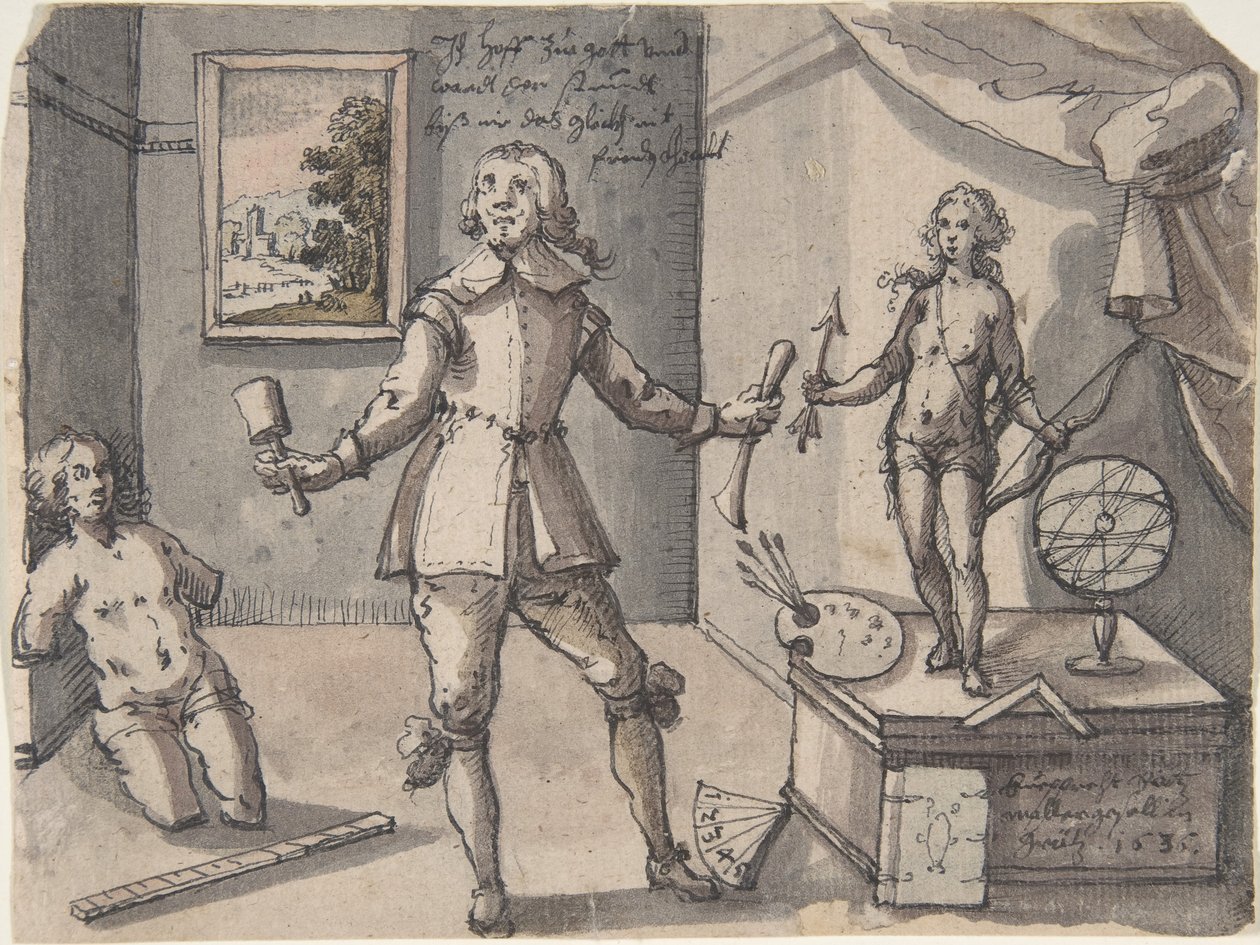 O artista em seu estúdio, 1636. de Ruprecht Bartz