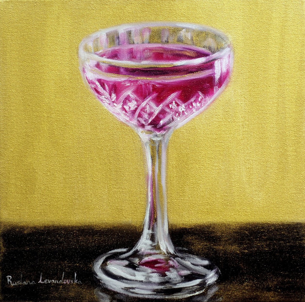 Um brinde de senhora, 2025 (óleo sobre tela) de Ruslana Levandovska