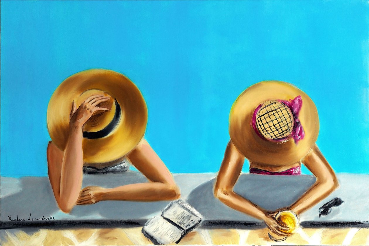 Na piscina, 2023 (óleo sobre tela) de Ruslana Levandovska
