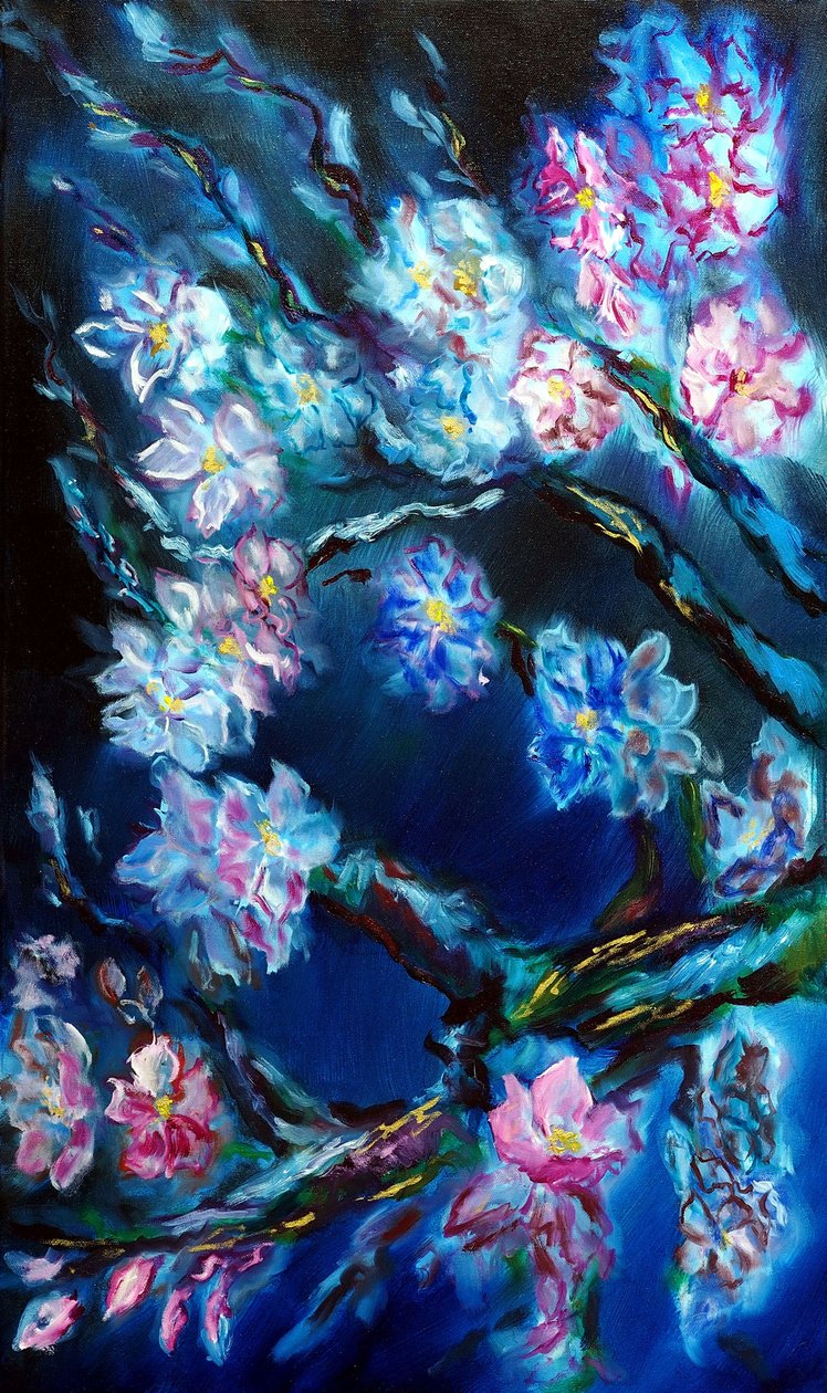 Tríptico das Flores Eternas - esquerda, 2024 (óleo sobre tela) de Ruslana Levandovska