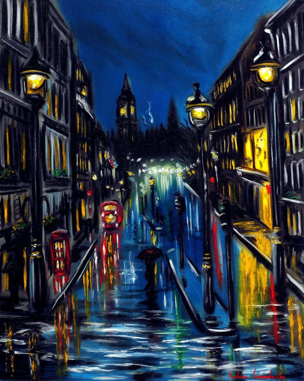 Noite de Londres, 2025 (óleo sobre tela) de Ruslana Levandovska