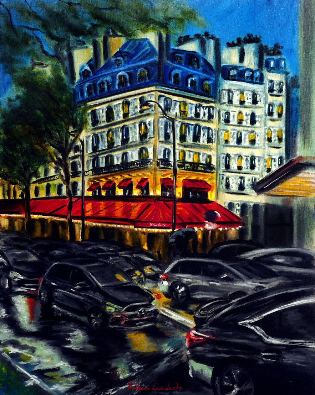 Rush noturno em Paris, 2025 (óleo sobre tela) de Ruslana Levandovska
