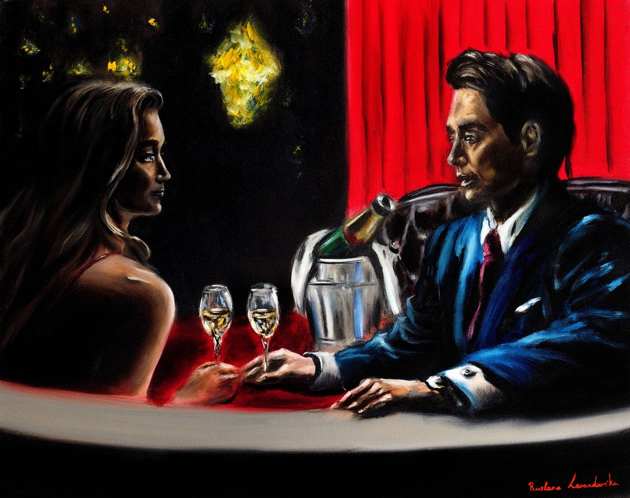 Evening Together (Noite juntos), 2024 (óleo sobre tela) de Ruslana Levandovska