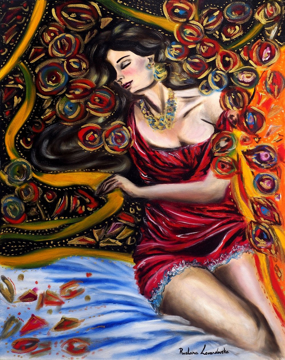 Her Shimmering Dreams, 2025 (óleo sobre tela) de Ruslana Levandovska