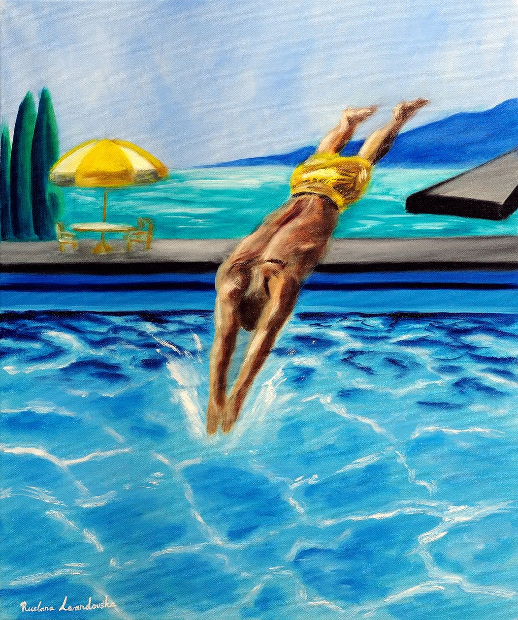 Into the Blue, 2025 (óleo sobre tela) de Ruslana Levandovska