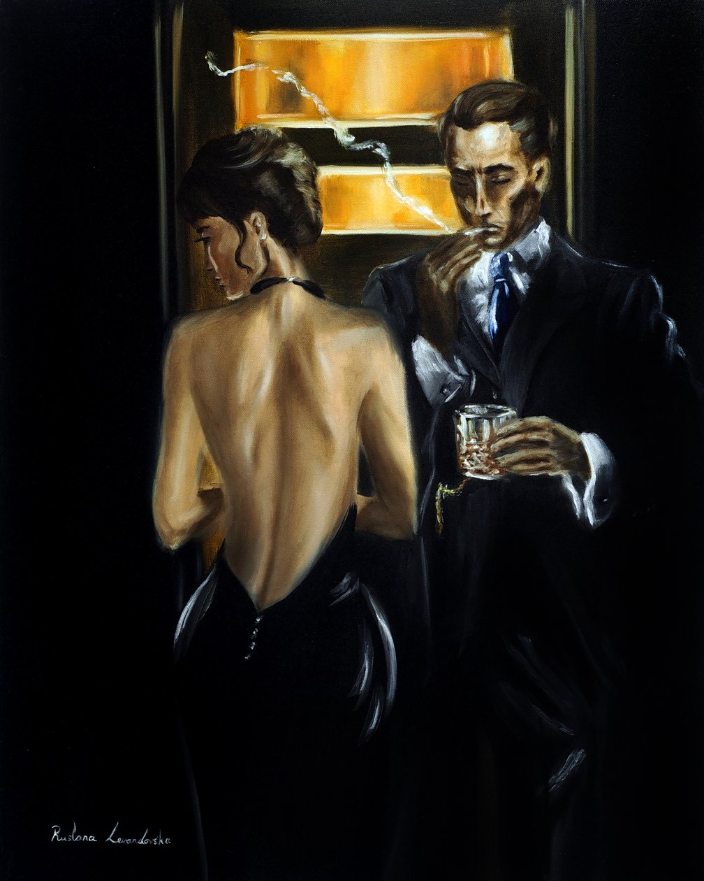 Fumo e seda, 2025 (óleo sobre tela) de Ruslana Levandovska