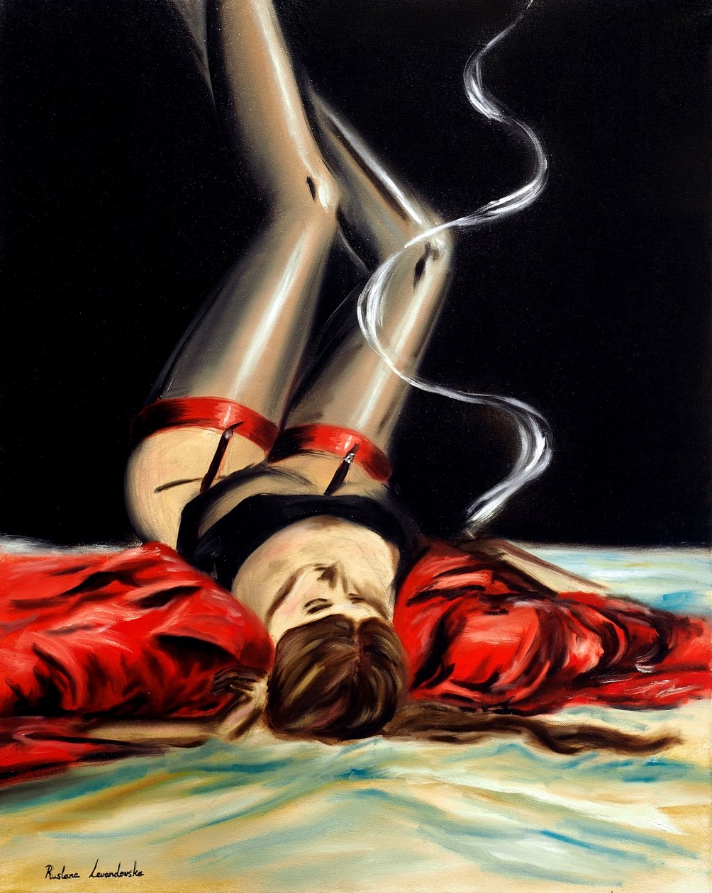 Sultry Scarlet, 2025 (óleo sobre tela) de Ruslana Levandovska