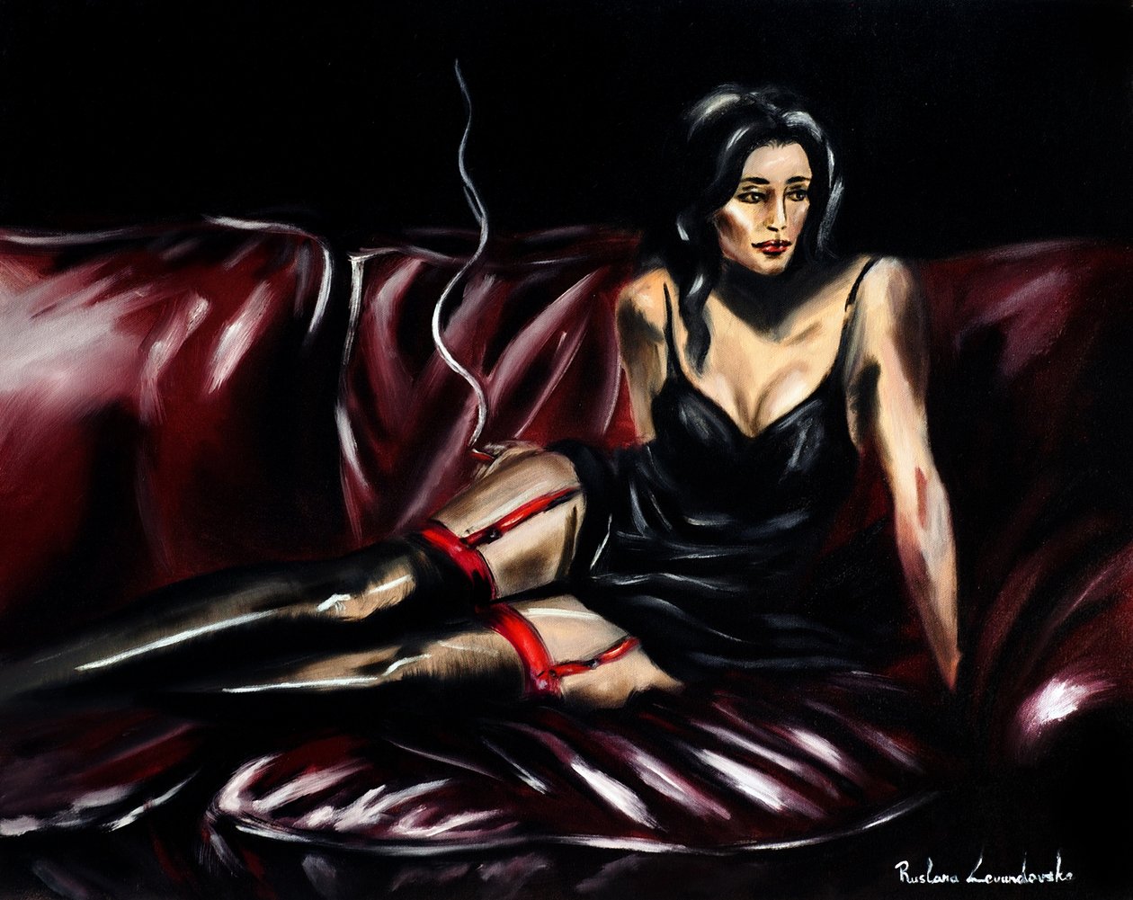 Sultry in Shadows, 2025 (óleo sobre tela) de Ruslana Levandovska