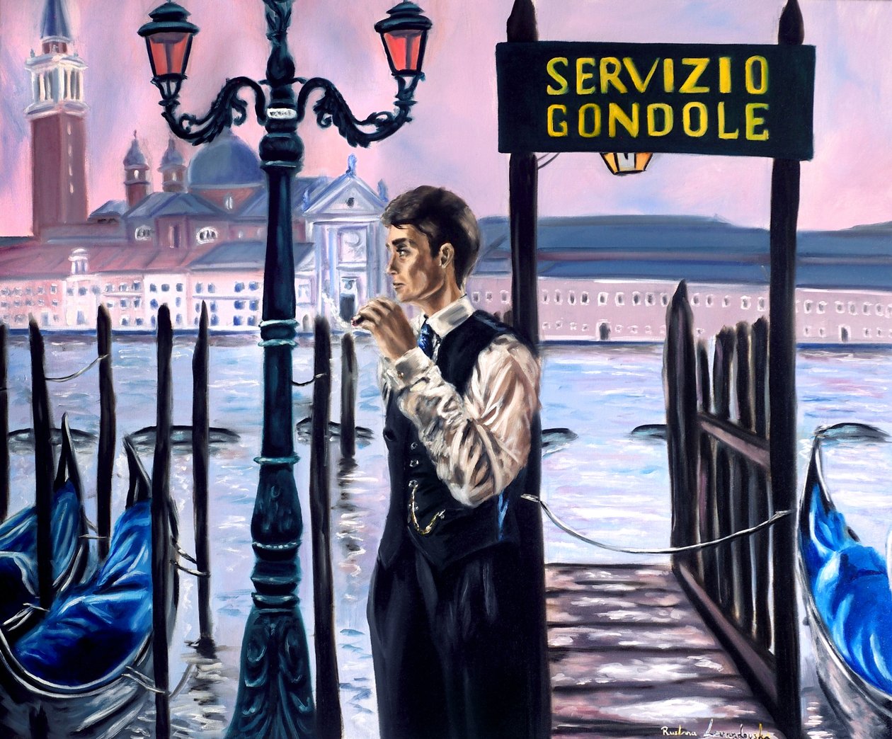 A hora da lavanda em Veneza, 2025 (óleo sobre tela) de Ruslana Levandovska
