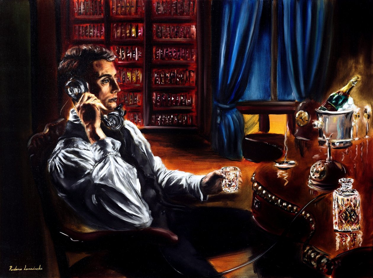 The Whiskey Call, 2024 (óleo sobre linho) de Ruslana Levandovska
