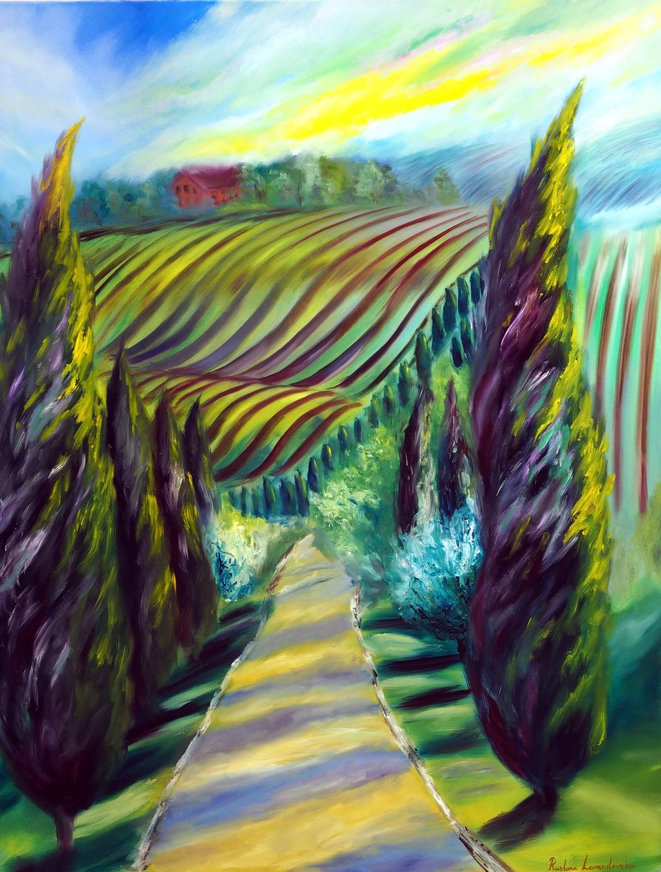 Sob o sol da Toscana em Itália, 2024 (óleo sobre tela) de Ruslana Levandovska