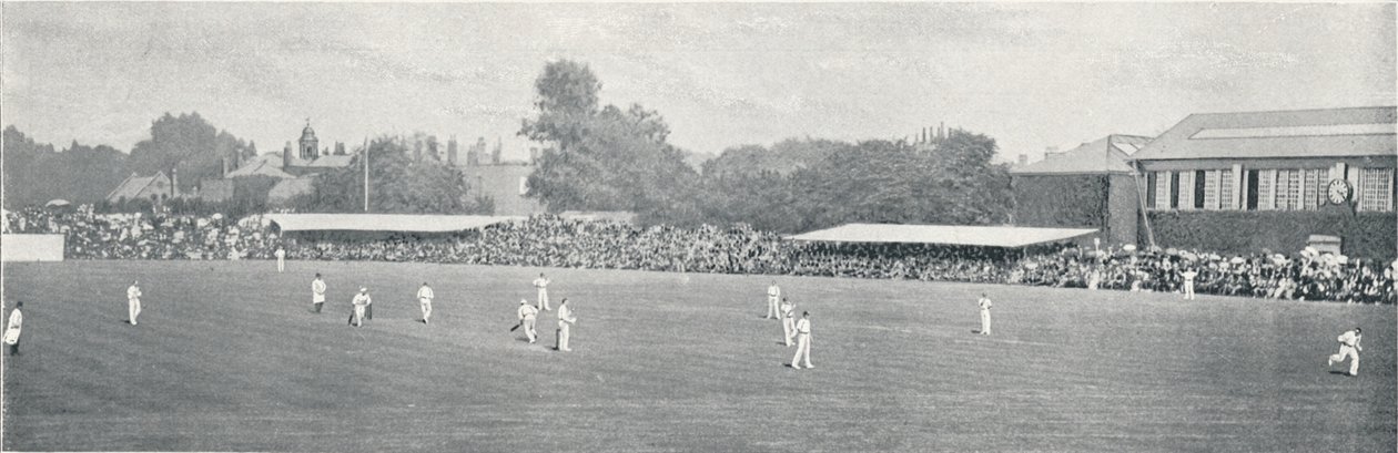 Jogo de críquete universitário em Lords, c1896 de Russell and Sons