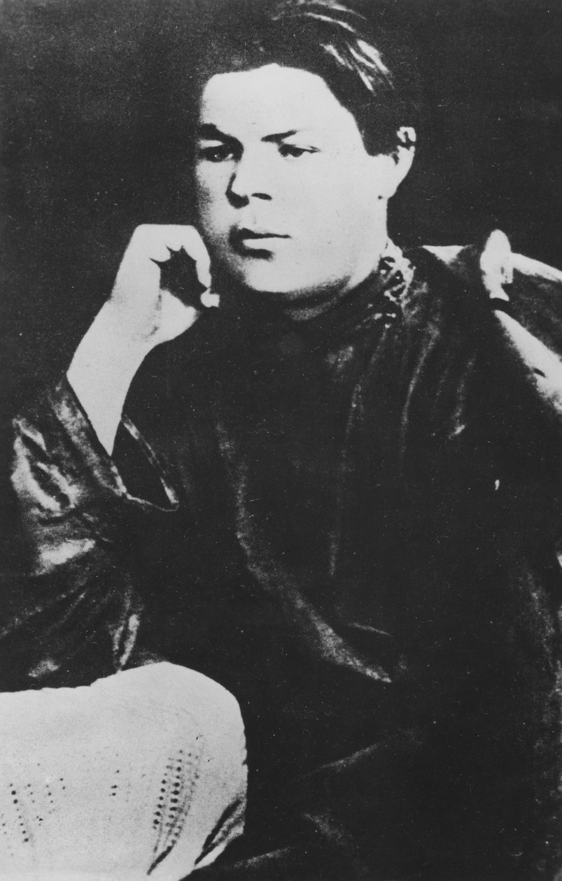 Retrato de Alexei Maximovich Peshkov, conhecido como Maxim Gorky, 1887 de Russian Photographer