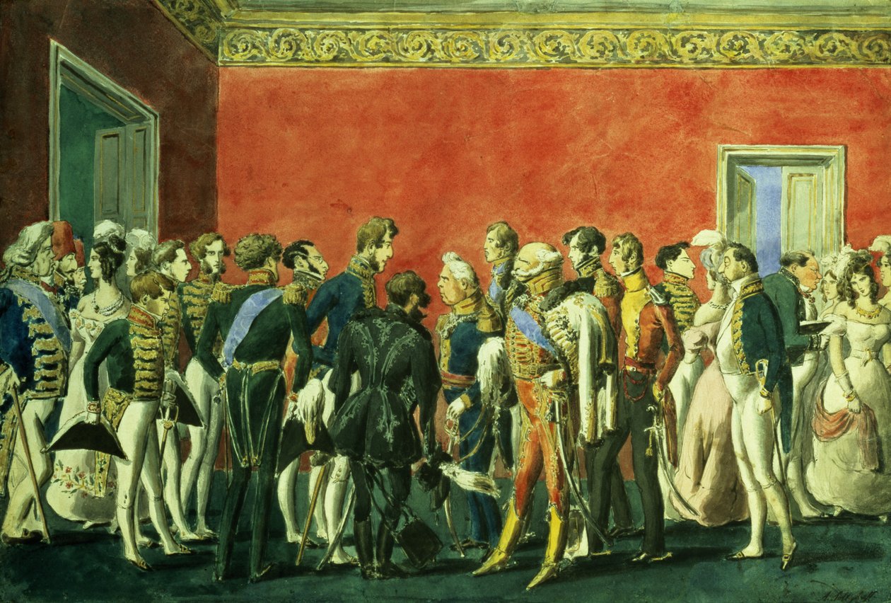 Uma recepção na embaixada de Teerã, década de 1830 de Russian School