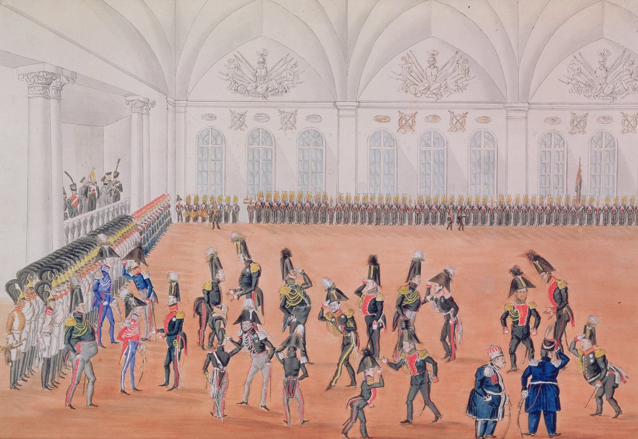 Desfile de Guarda, década de 1820 de Russian School