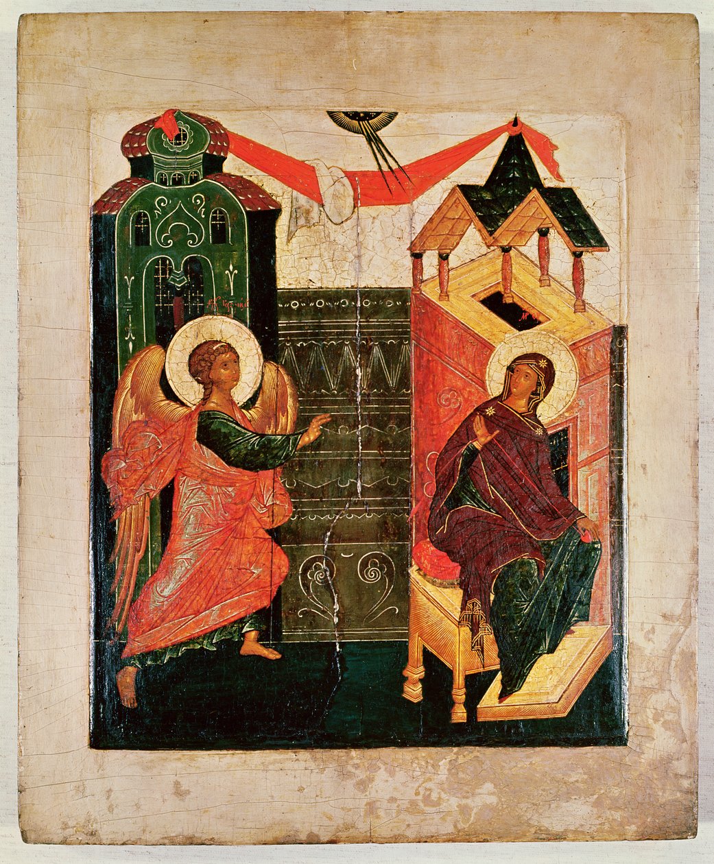 Ícone representando a Anunciação, Novgorod School de Russian School