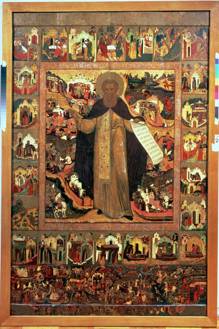 Vida de São Sérgio de Radones, de 1640 (têmpera no painel) (para detalhes, ver 140823) de Russian School