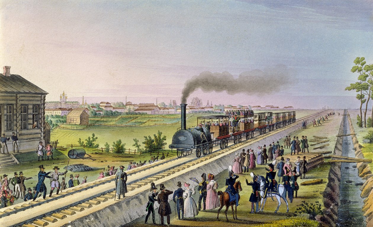 Abertura da Primeira Linha Ferroviária de Tsarskoe Selo a Pavlovsk em 1837 de Russian School