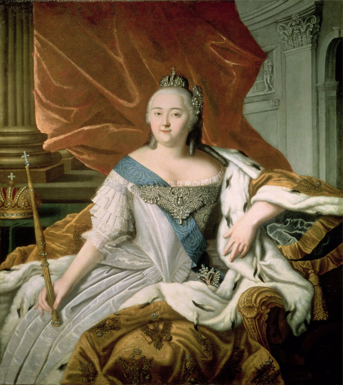 Retrato de Elizabeth Petrovna (1709-62) Imperatriz da Rússia, c.1750 de Russian School