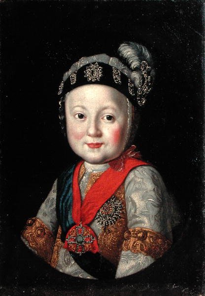 Retrato do grão-duque Pavel Petrovich como uma criança, 2ª metade do século XVIII de Russian School